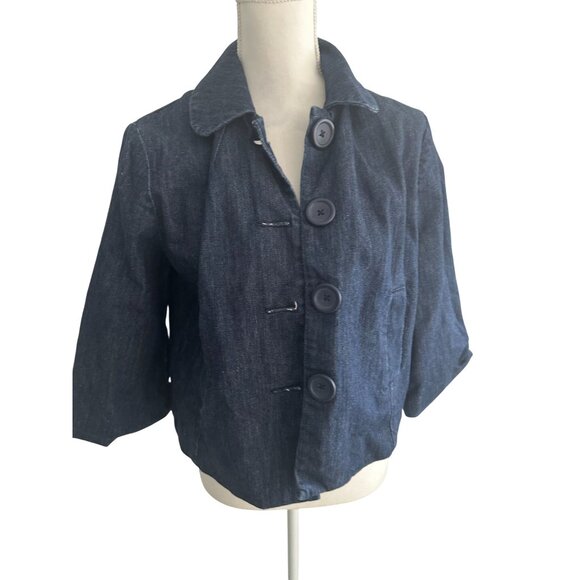 NEW YORK & COMPANY Denim Swing Jacket Coat Size Medium - Picture 3 of 6